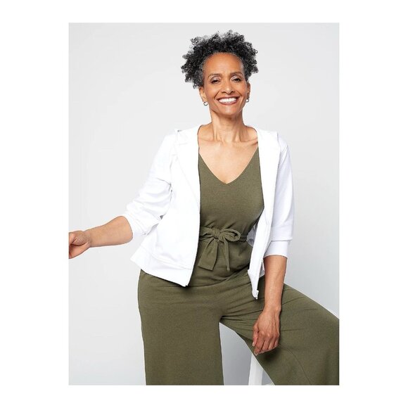 Encore by Idina Menzel Petite V-Neck Romper Size 3XP Olive A501321 - Picture 4 of 7